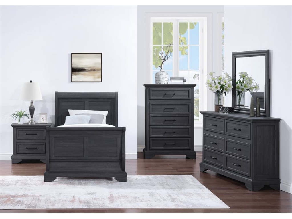 Complete Twin Sleigh Bed - Charcoal - image 4
