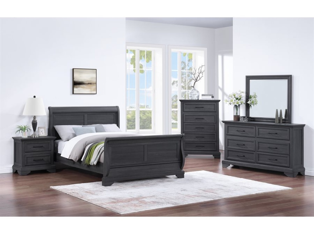 Complete Full Sleigh Bed - Charcoal - image 3