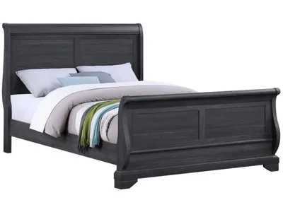 Complete Queen Sleigh Bed - Charcoal