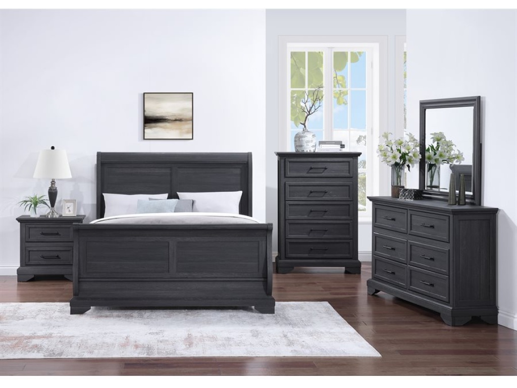 Complete Queen Sleigh Bed - Charcoal - image 4