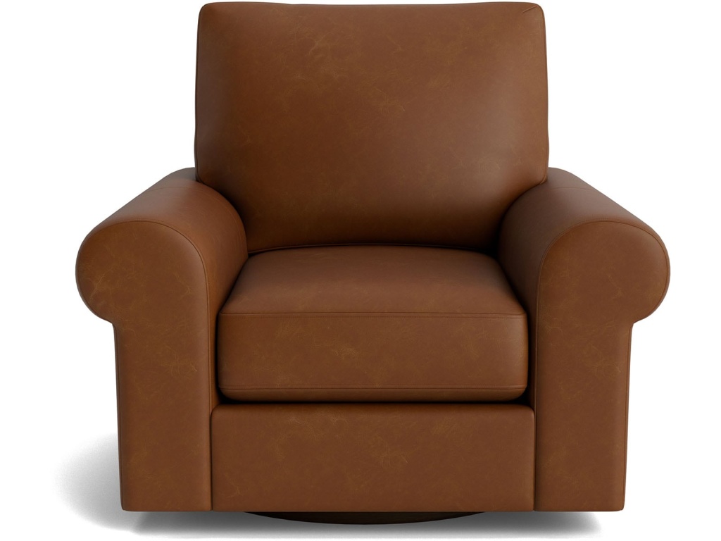 True Custom™ Leather Large Roll Arm Swivel Chair - main image