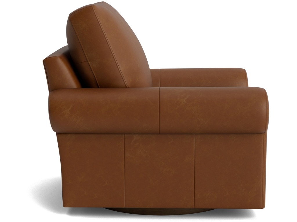 True Custom™ Leather Large Roll Arm Swivel Chair - image 2