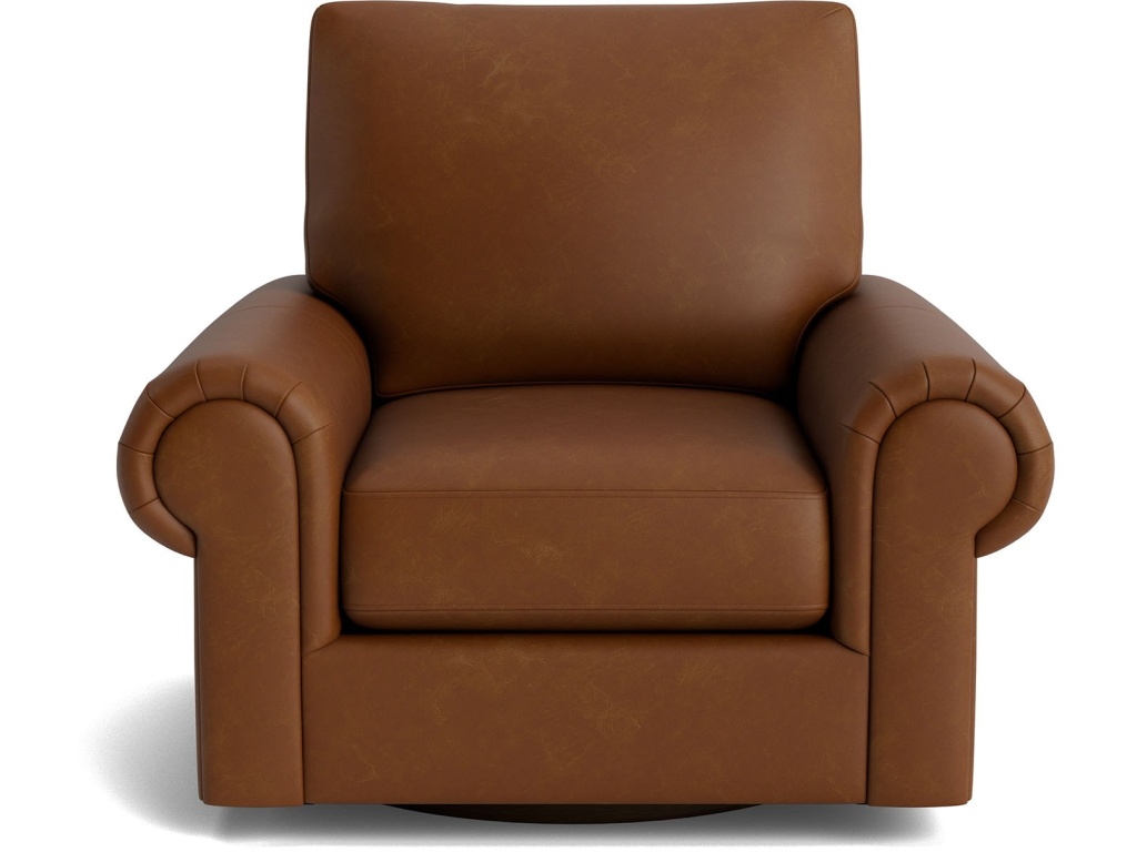 True Custom™ Leather Large Panel Arm Swivel Chair - main image