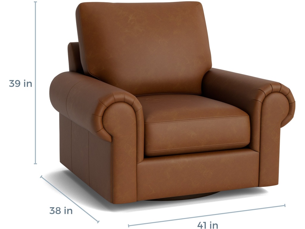 True Custom™ Leather Large Panel Arm Swivel Chair - image 1