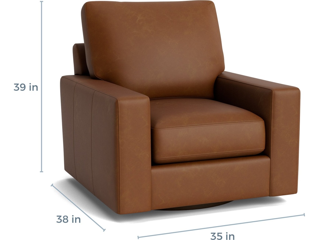 True Custom™ Leather Large Track Arm Swivel Chair - image 1