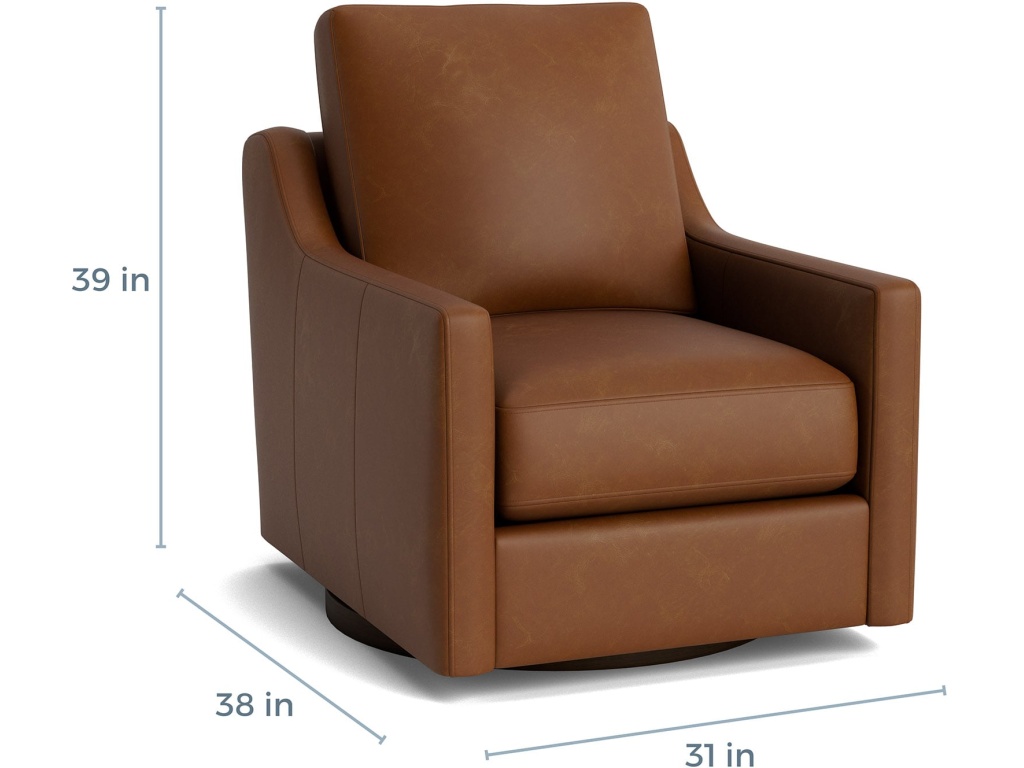 True Custom™ Leather Slope Arm Swivel Chair - image 1