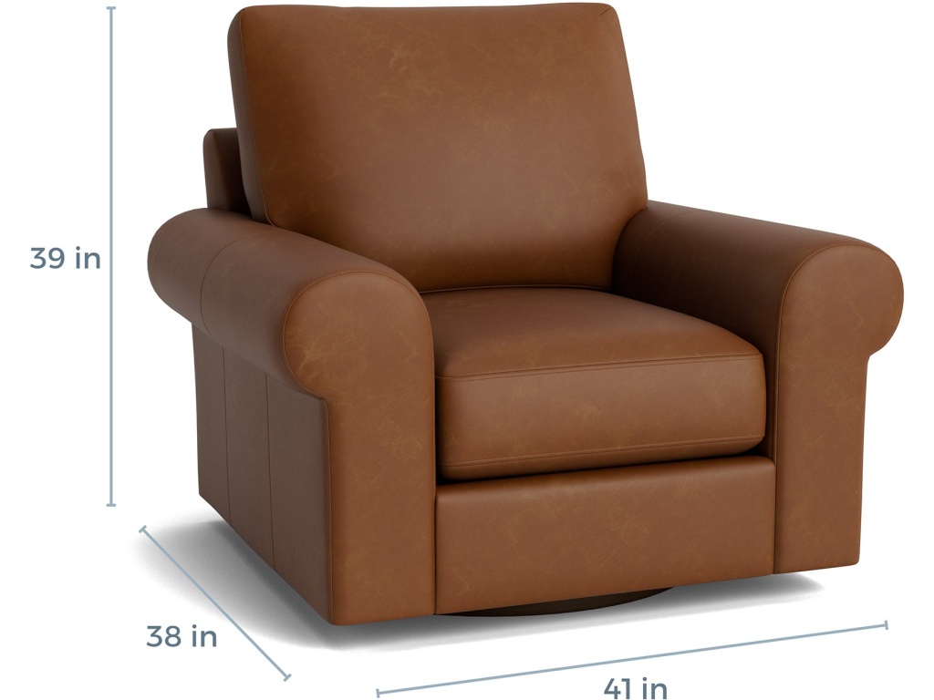 True Custom™ Leather Large Roll Arm Swivel Chair - image 1