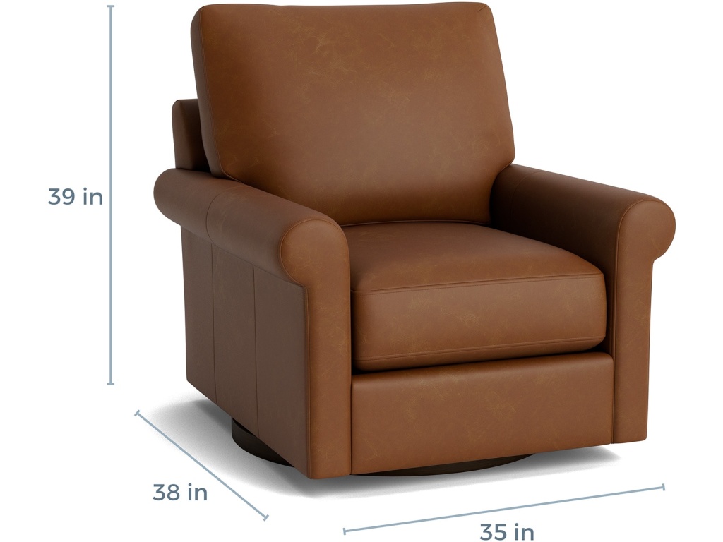 True Custom™ Leather Roll Arm Swivel Chair - image 1