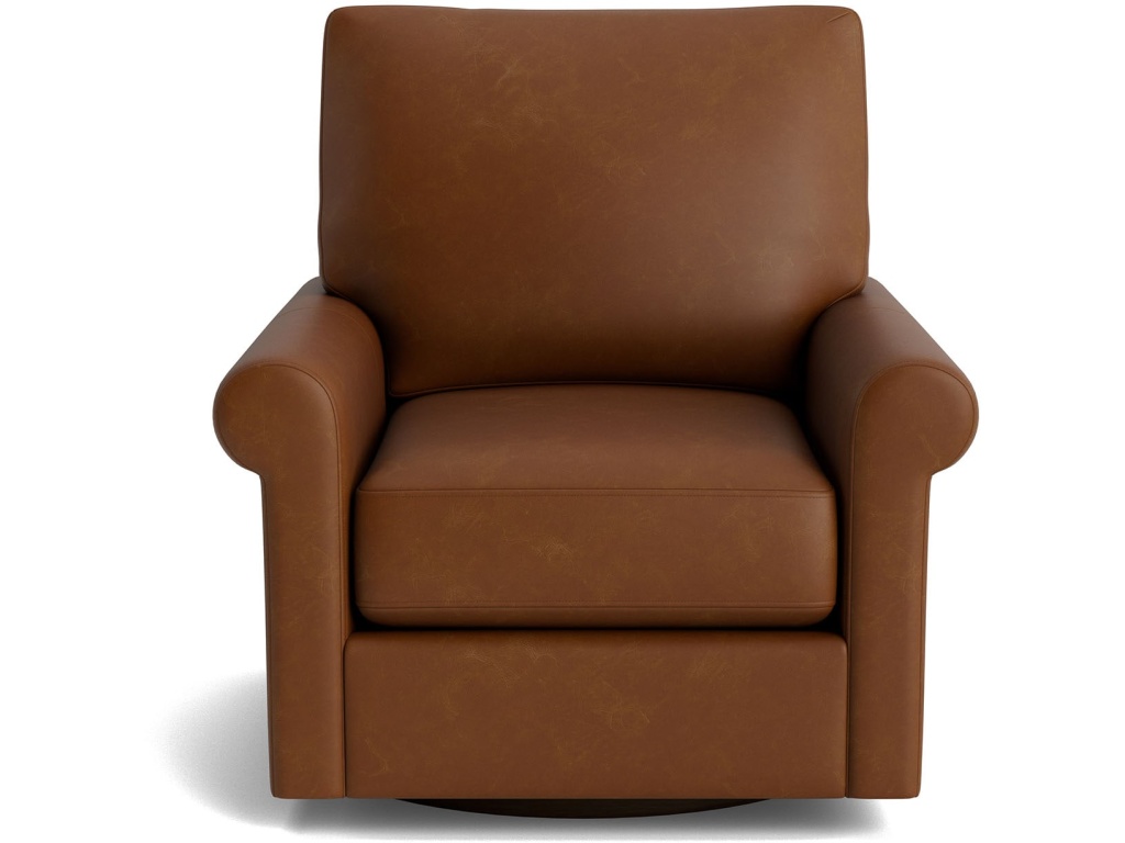 True Custom™ Leather Roll Arm Swivel Chair - main image