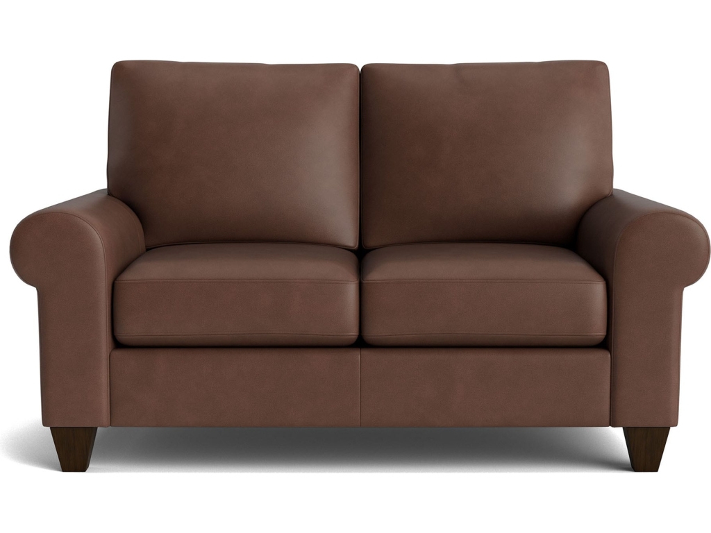 True Custom™ Leather Large Roll Arm Loveseat - main image
