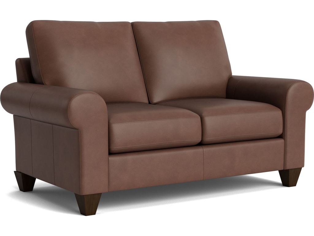 True Custom™ Leather Large Roll Arm Loveseat - image 1