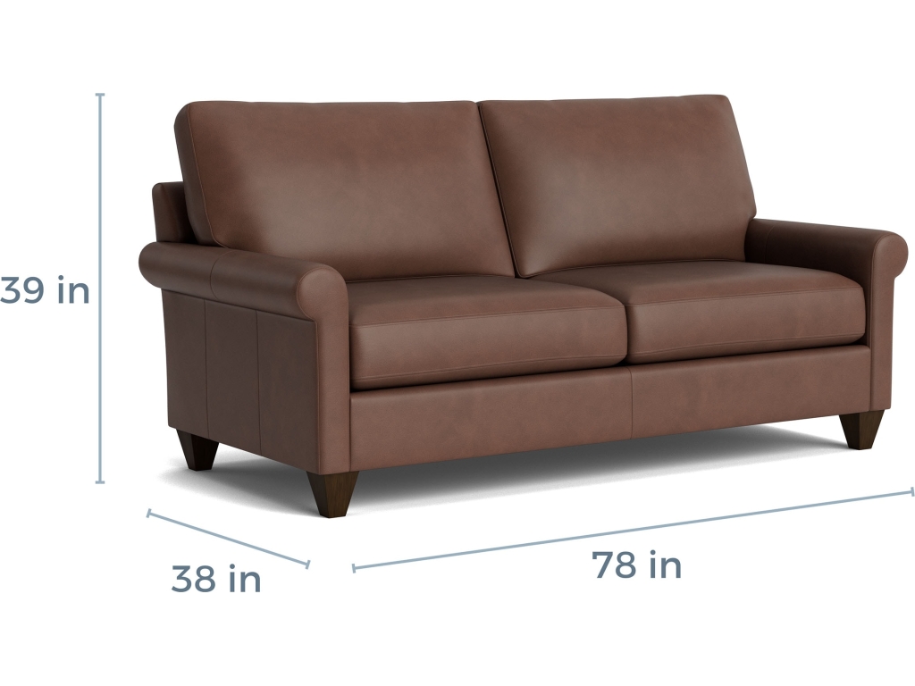 True Custom™ Leather Roll Arm Studio Sofa - image 1