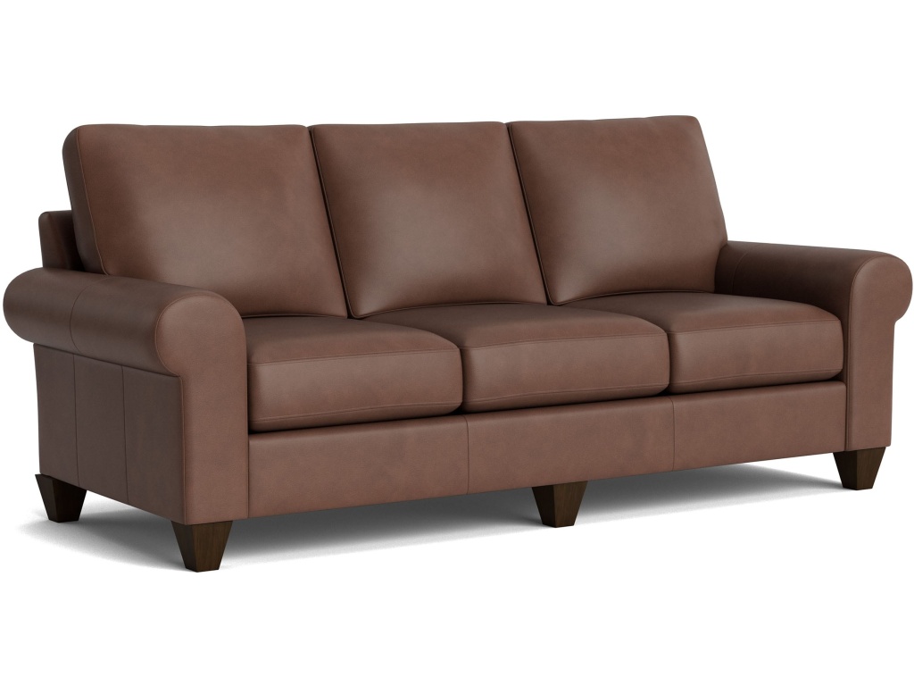 True Custom™ Leather Large Roll Arm Sofa - image 1