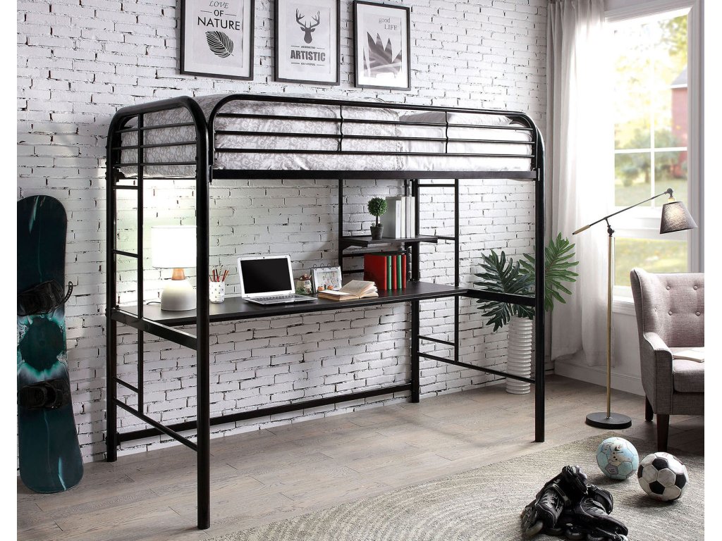 Twin Loft Bed, Silver - image 1