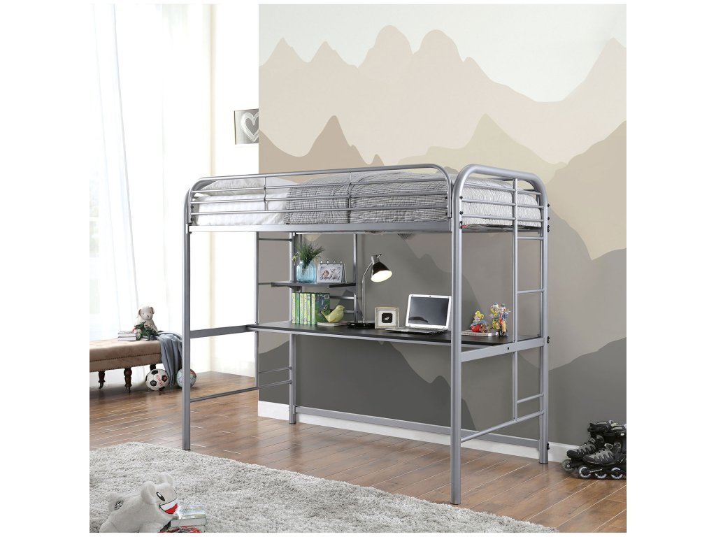 Twin Loft Bed, Silver - main image
