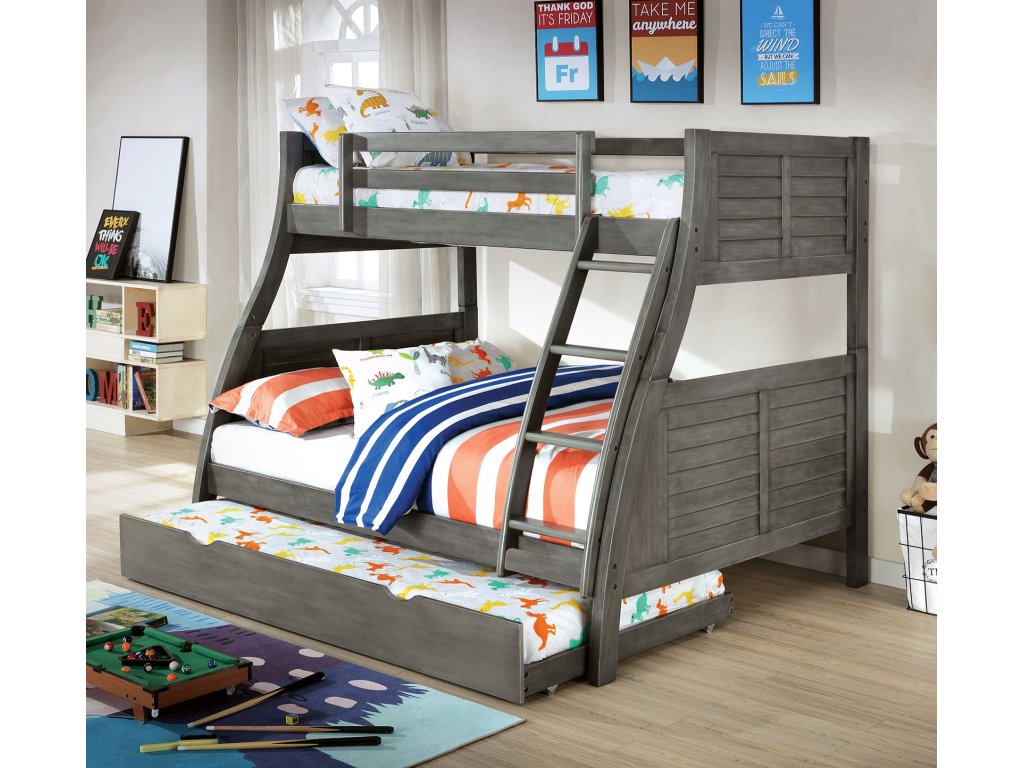 Twin/Full Bunk Bed, Antique Gray - main image