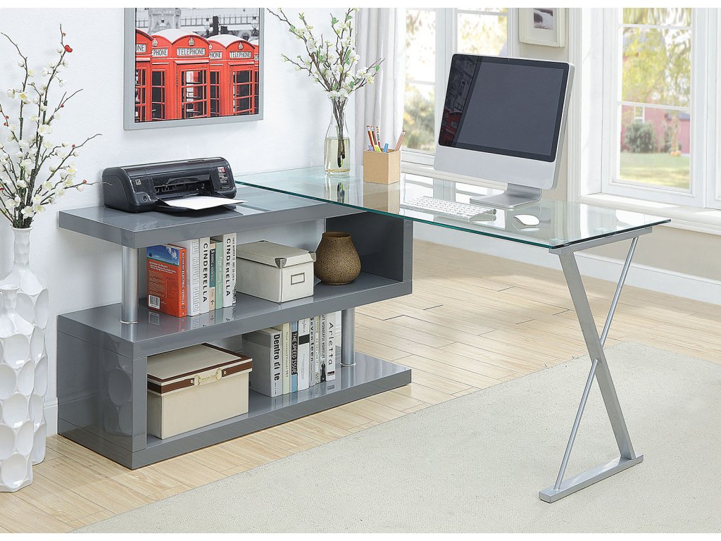 Computer Desk, Gray - image 2
