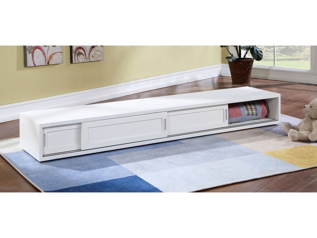 Underbed Storage w/ Sliding Doors, White - main image
