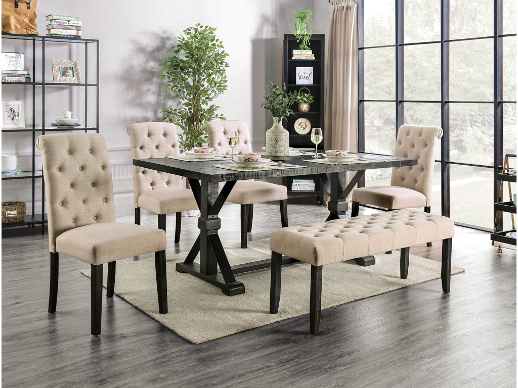 6 Pc. Dining Table Set w/ Bench - main image