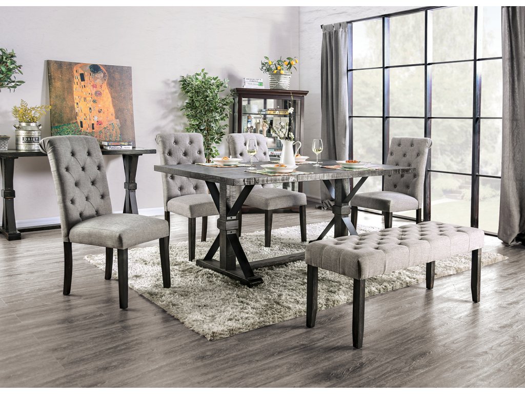 6 Pc. Dining Table Set w/ Bench - main image