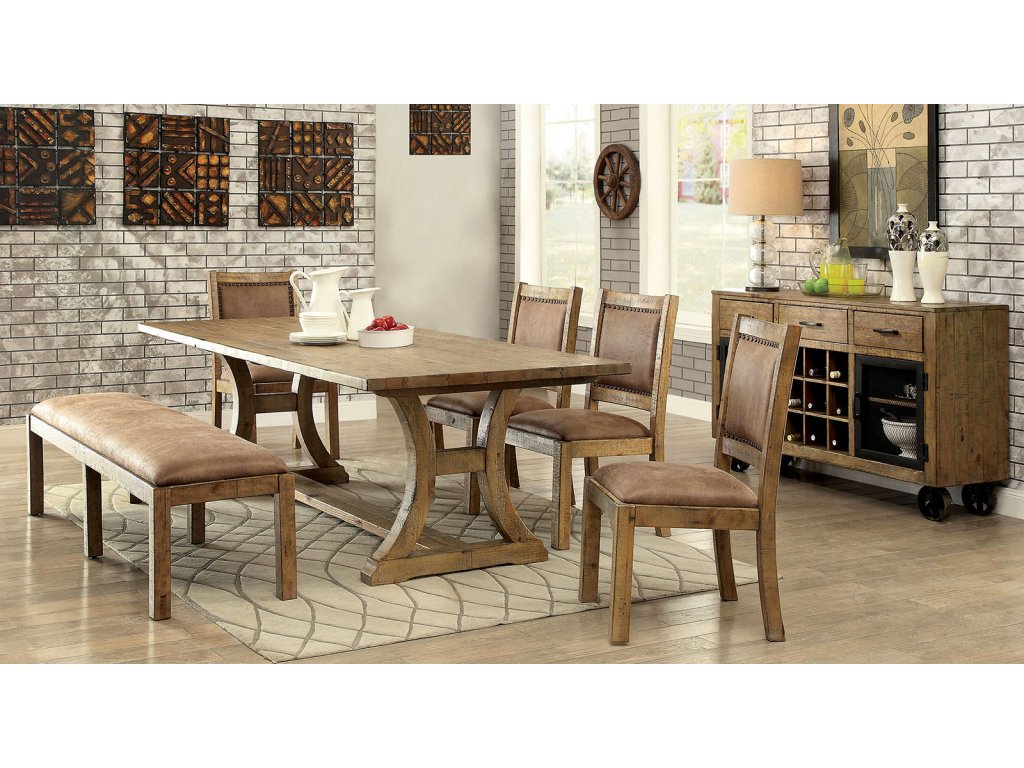 6 Pc. Dining Table Set w/ Bench - main image