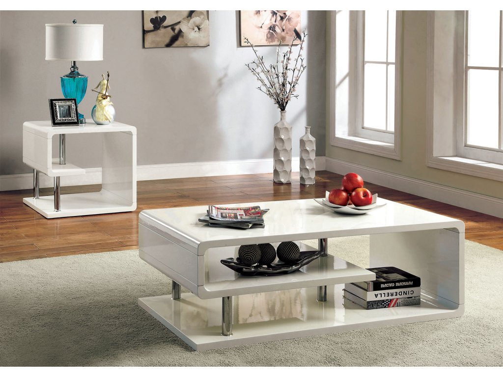 Coffee Table, White/Chrome - image 1