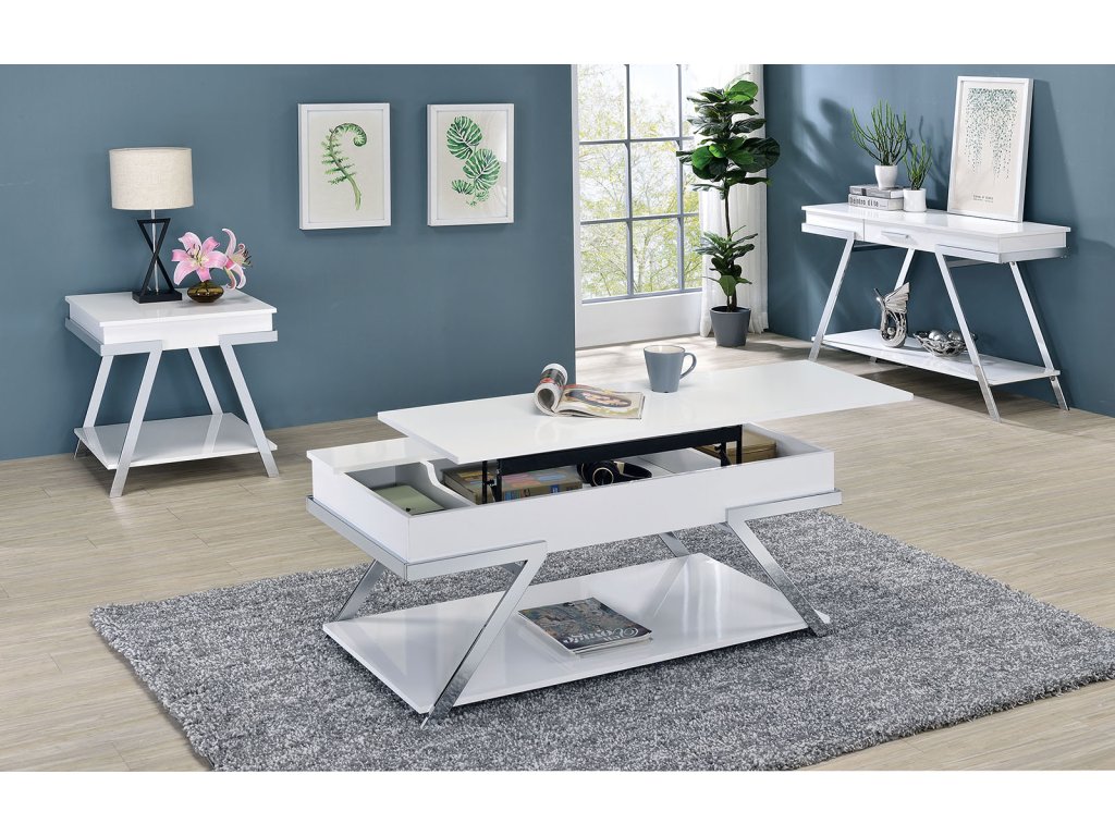 Sofa Table, White/Chrome - image 1