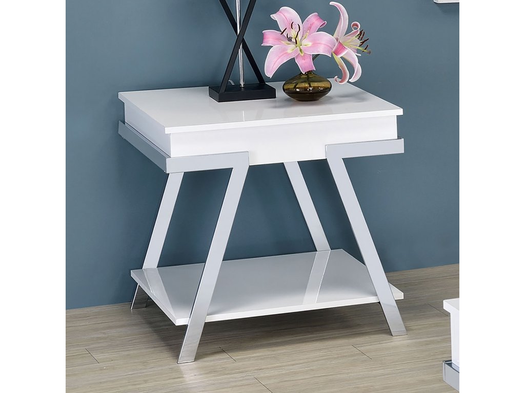 End Table, White/Chrome - main image