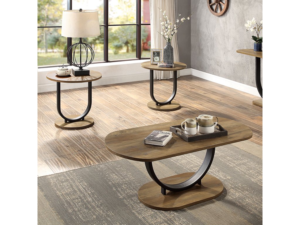 Sofa Table, Rustic Oak/Sand Black - image 1