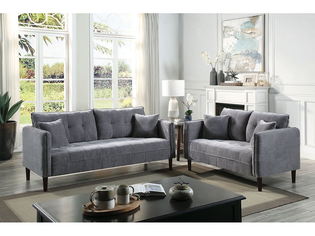 Loveseat w/ Pillows, Dark Gray - image 1