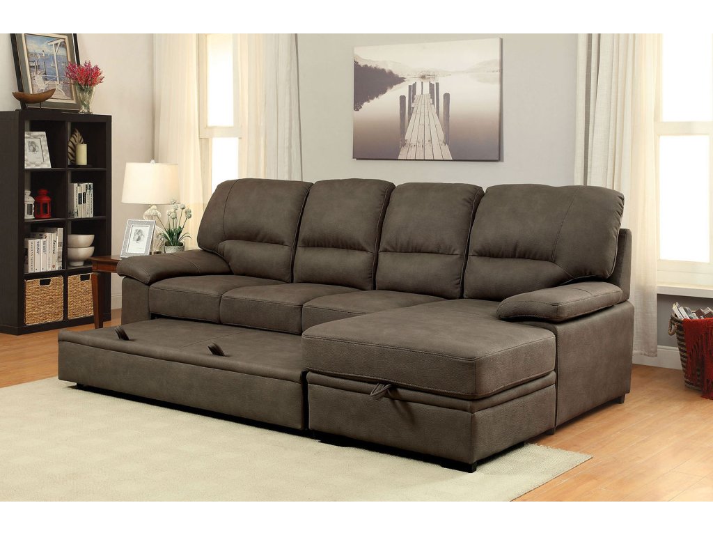 Sectional w/ Sleeper, Ash Brown - image 4