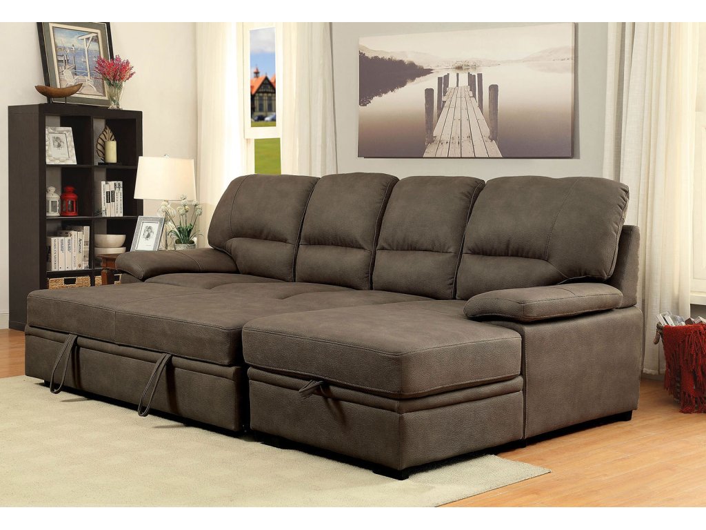 Sectional w/ Sleeper, Ash Brown - image 1