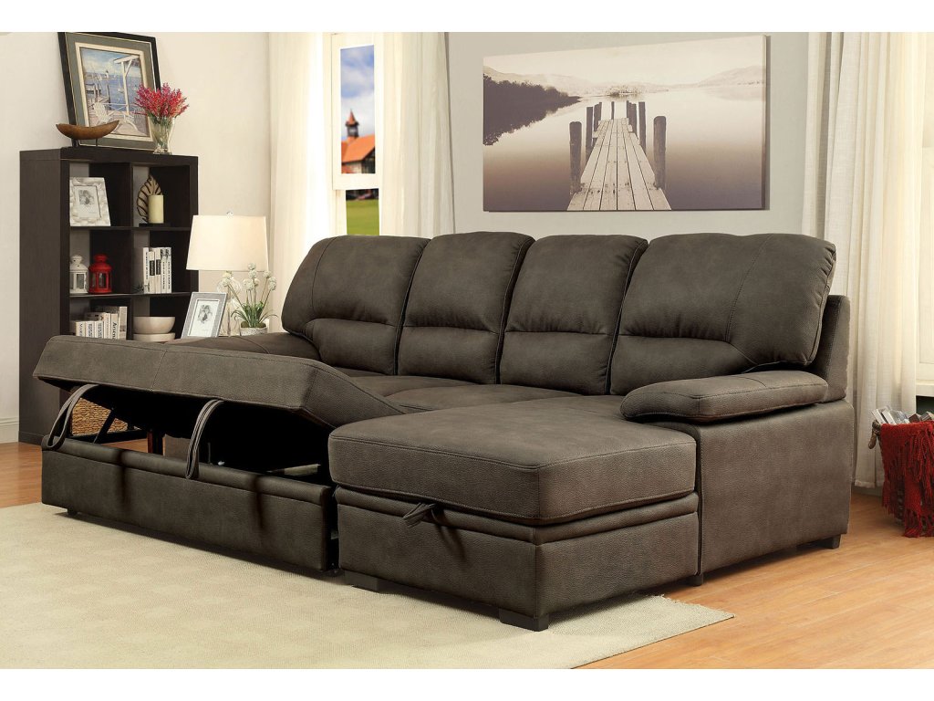 Sectional w/ Sleeper, Ash Brown - image 5