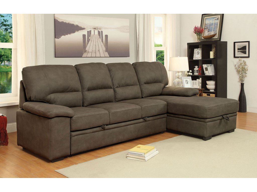 Sectional w/ Sleeper, Ash Brown - main image