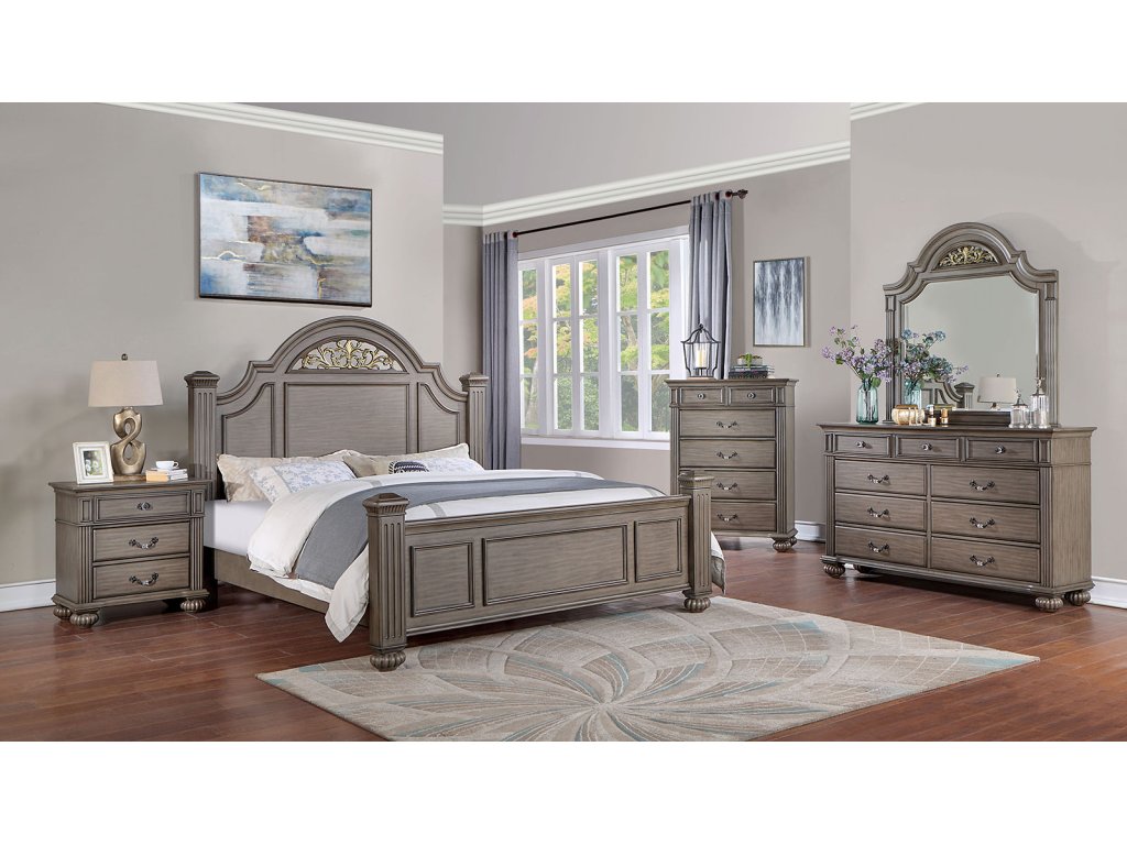E.King Bed, Gray - main image
