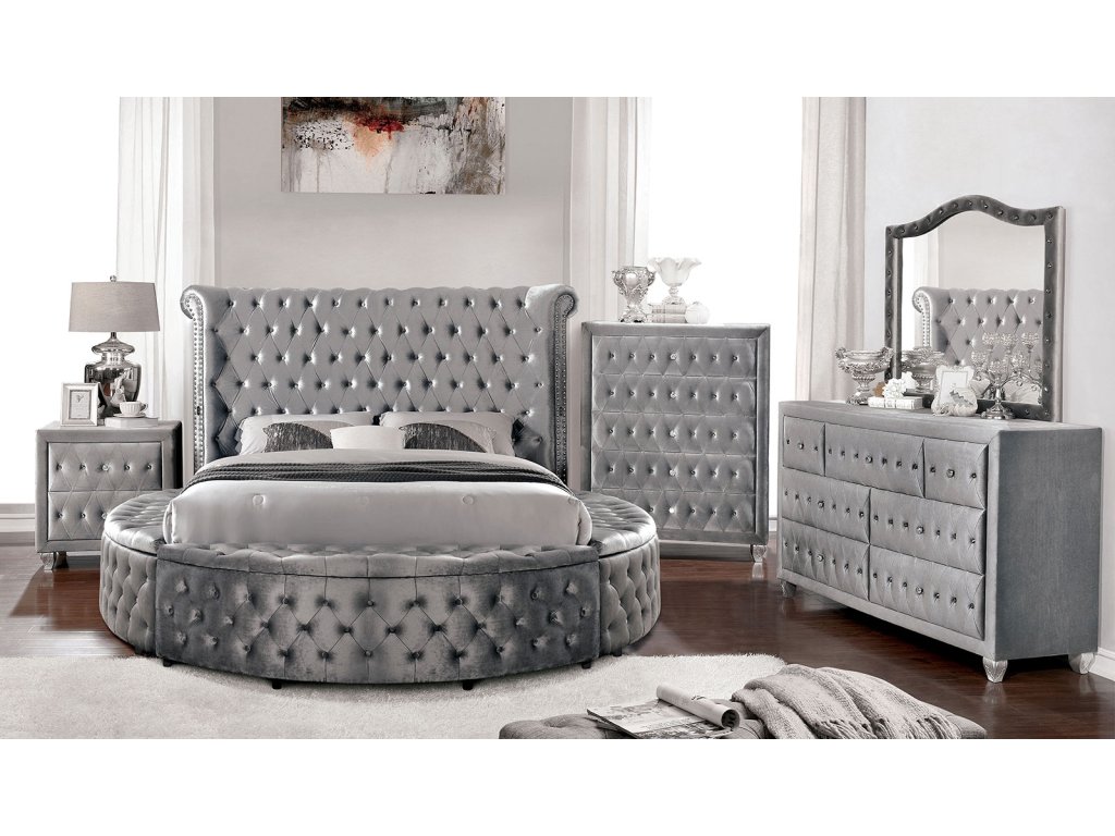 E.King Bed, Gray - main image