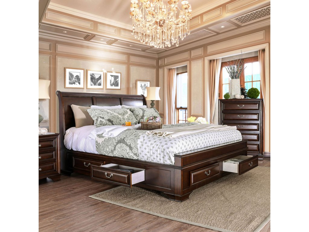 Cal.King Bed, Brown Cherry - main image