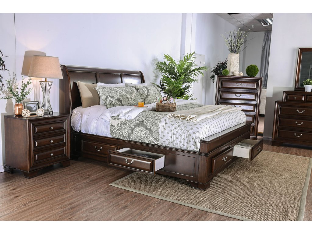 Cal.King Bed, Brown Cherry - image 3