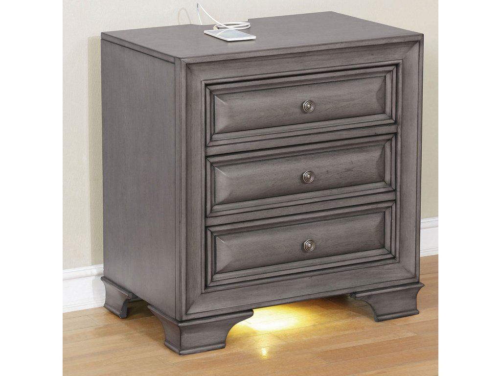 Nightstand w/ USB, Gray - main image
