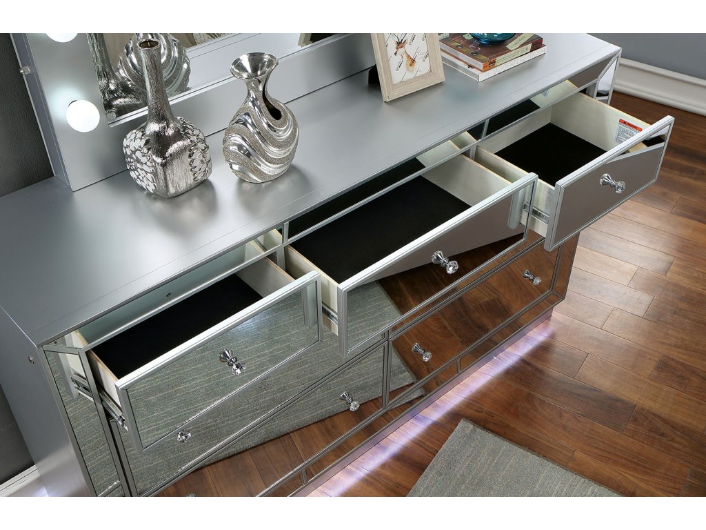Dresser w/ LED, Silver - image 2