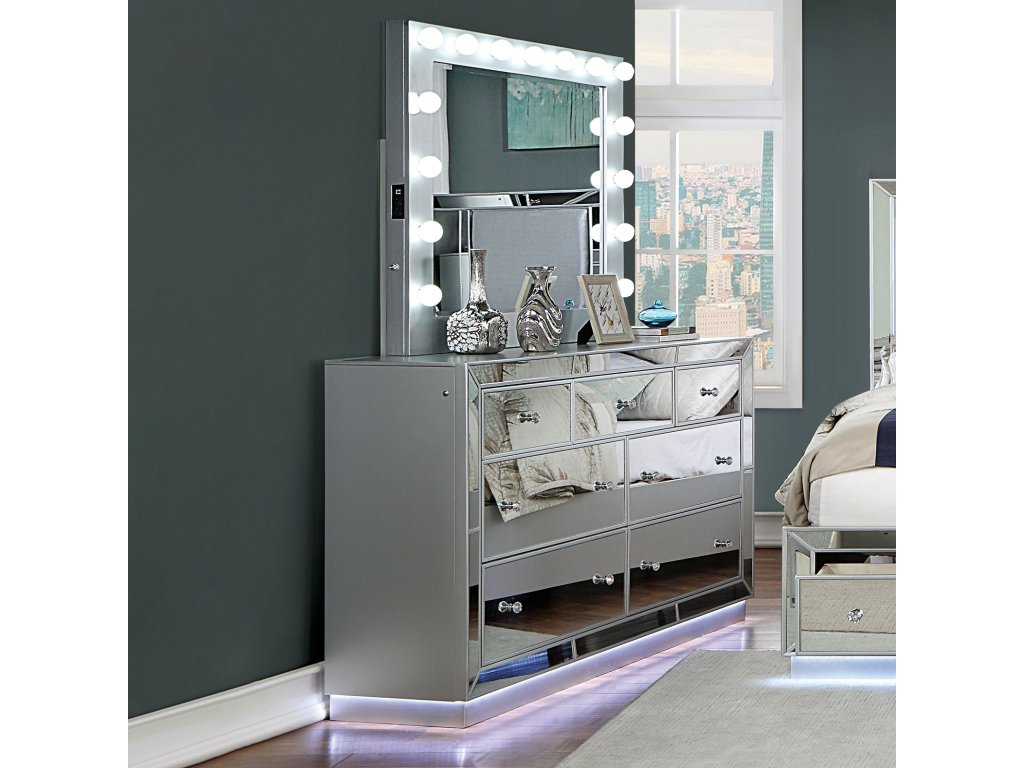 Dresser w/ LED, Silver - main image