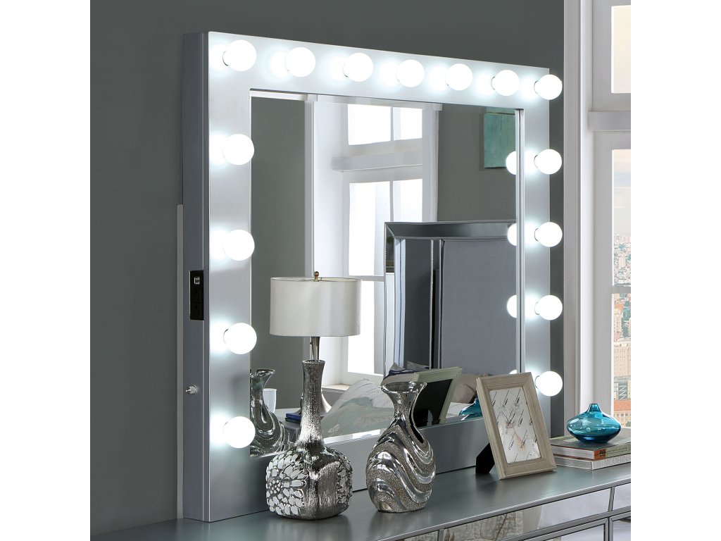 Mirror w/ USB, Power, Light, Silver - main image