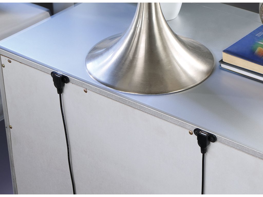 Nightstand w/ LED & USB, Silver - image 3