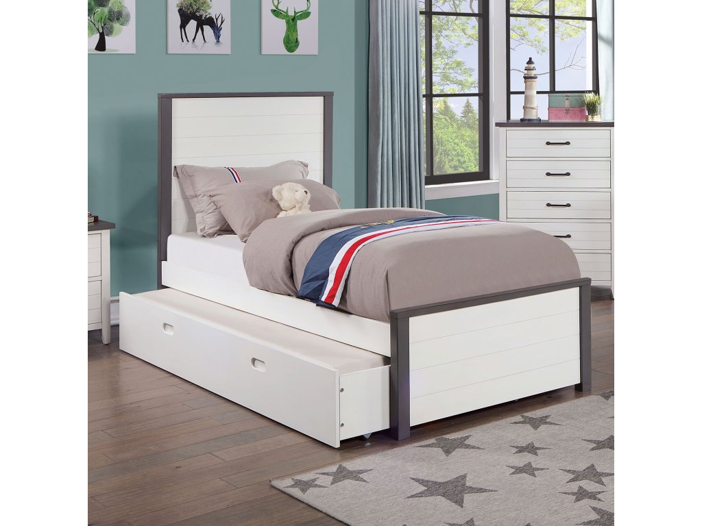 Twin Bed, White/Gray - main image
