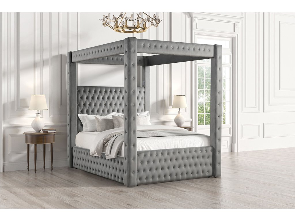 E.King Bed, Gray - main image