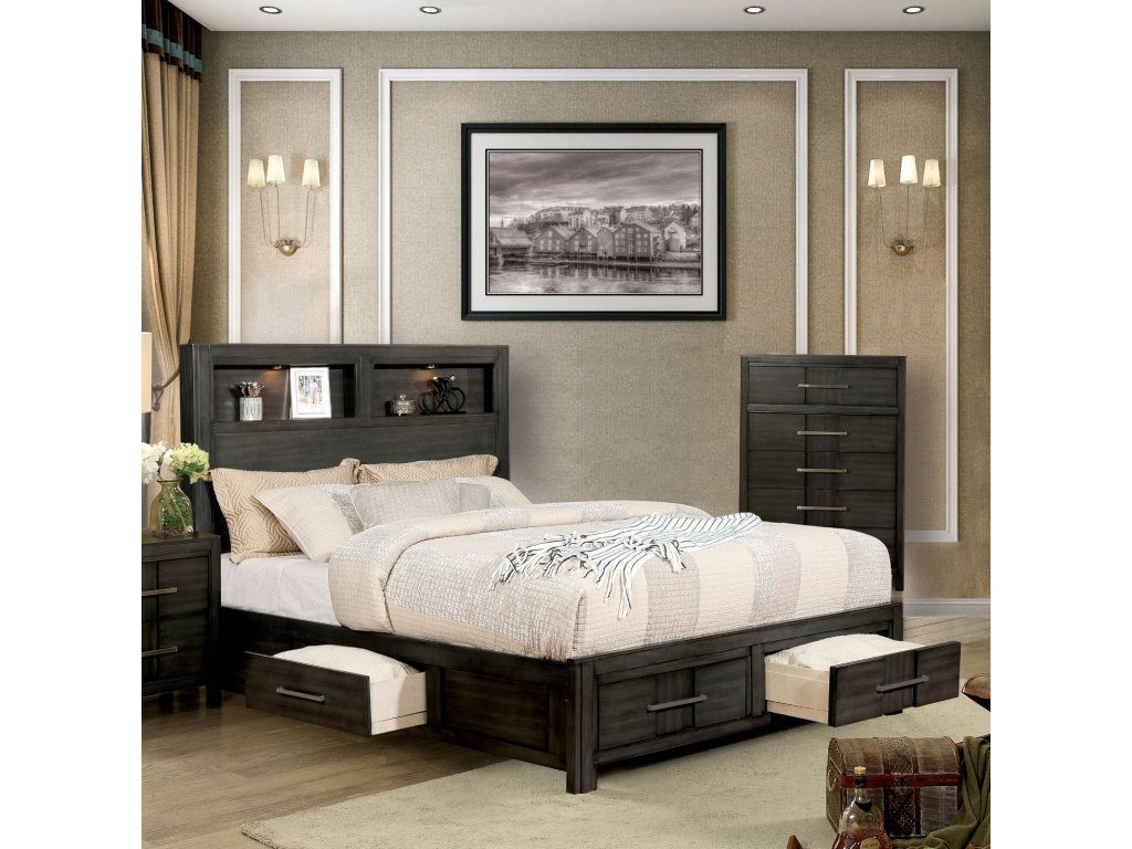 E.King Bed, Gray - main image