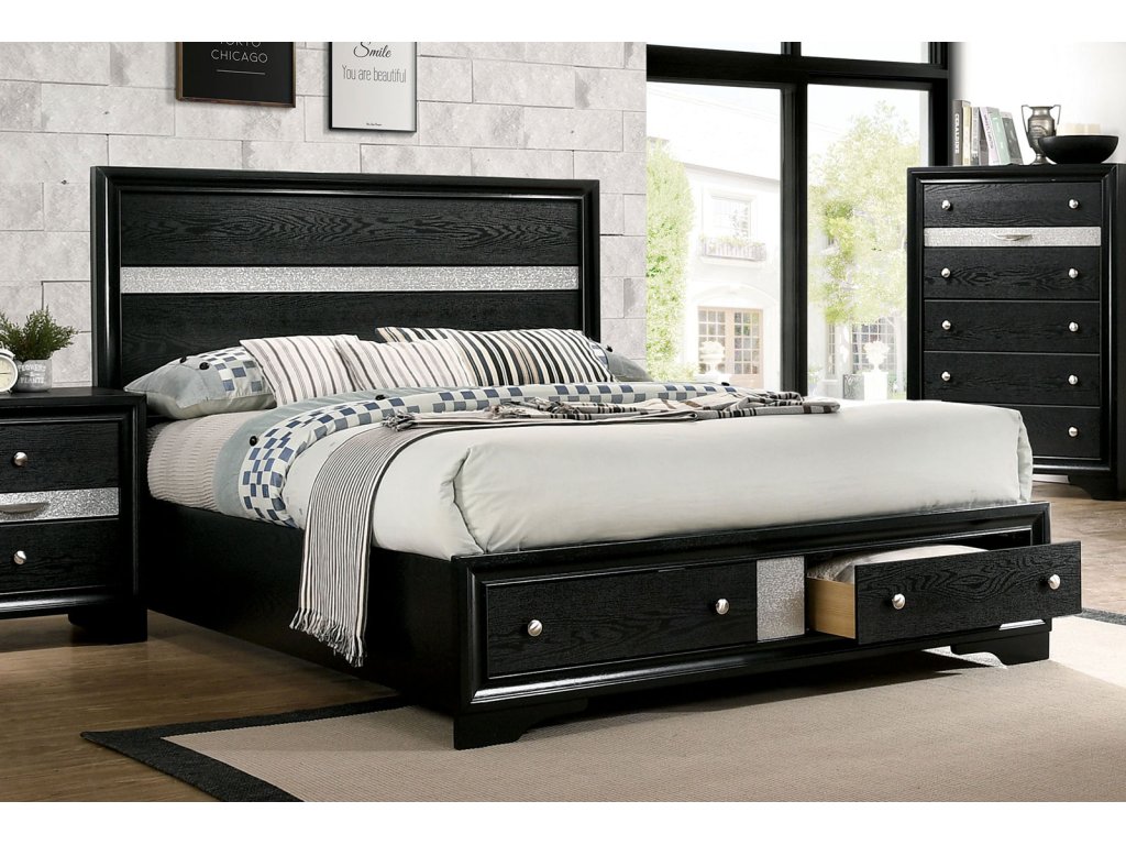 Queen Bed, Black - main image