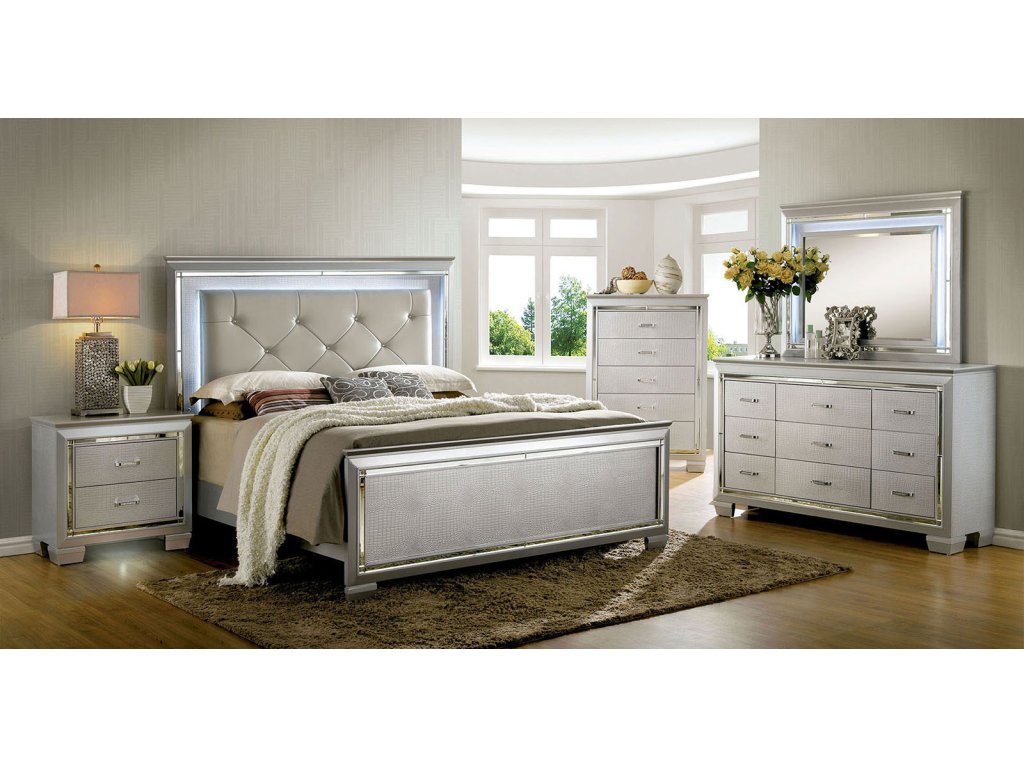Cal.King Bed, Silver - image 1