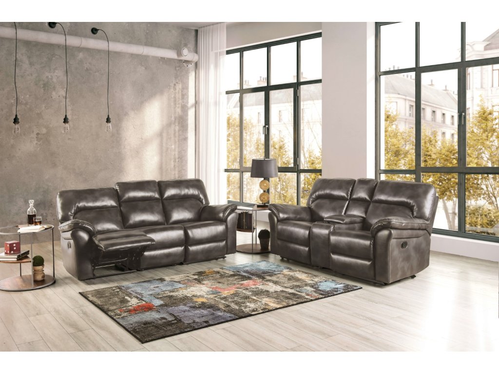 Sofa, Dark Gray Leatherette - image 1