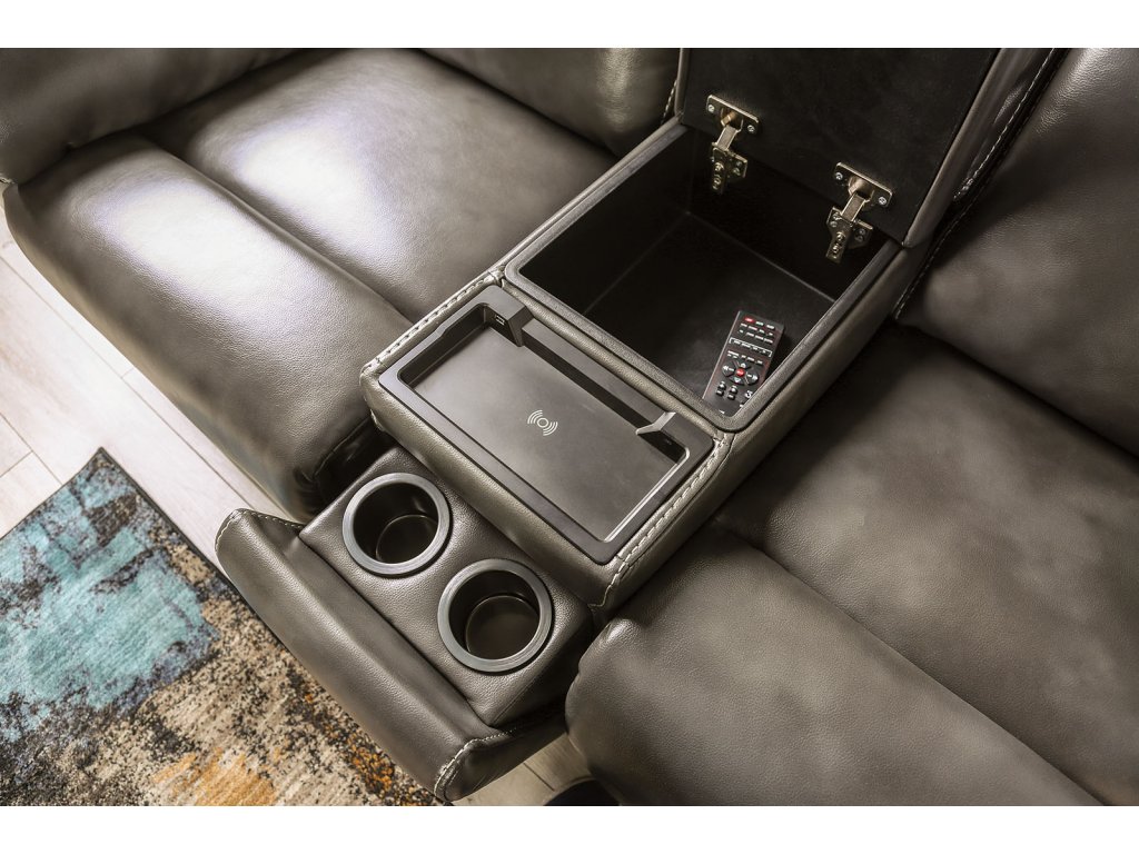 Sofa, Dark Gray Leatherette - image 3